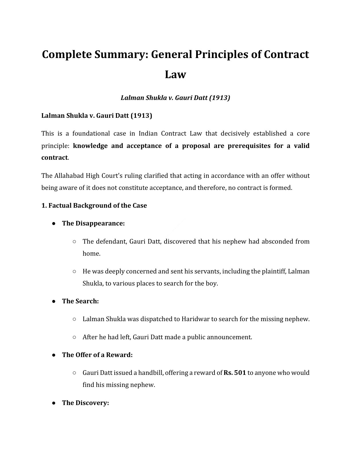 Preview of Lalman Shukla V. Gauri Datt Notes