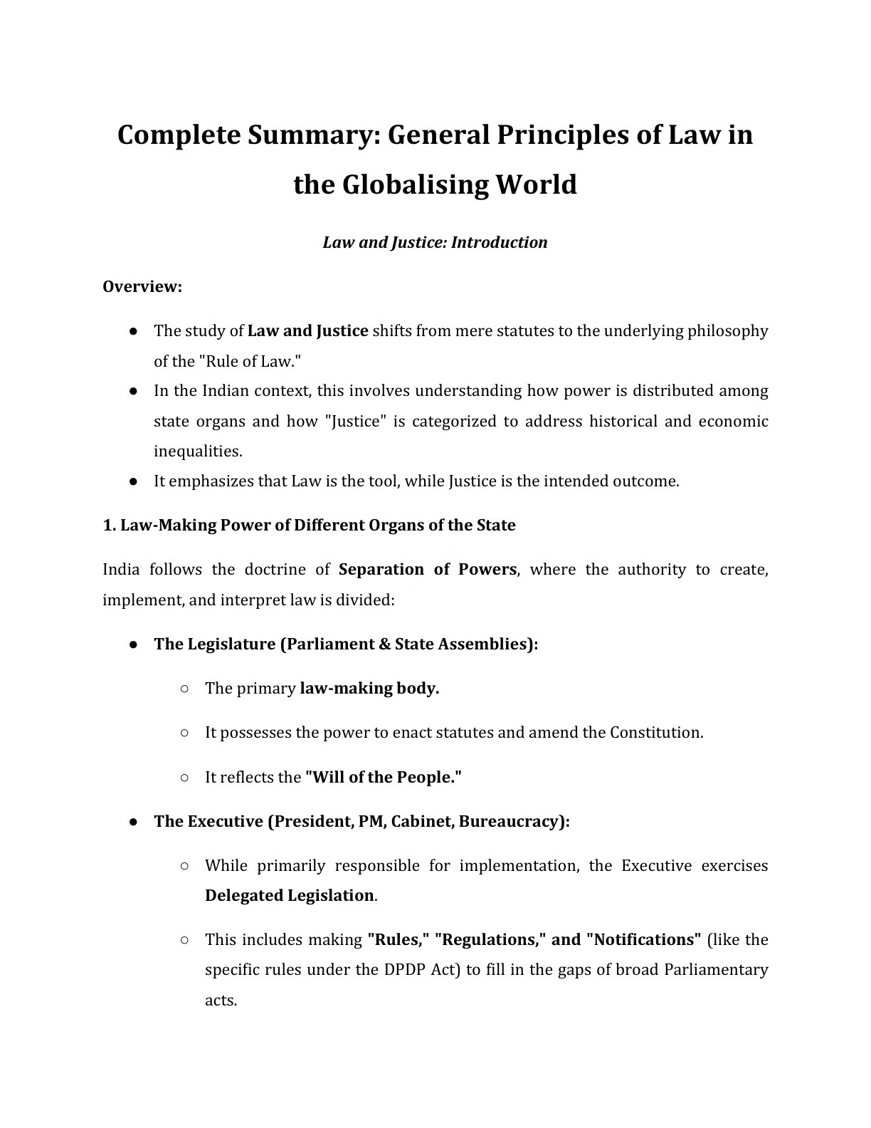 Preview of Law In Globalising World - Part 1 Notes