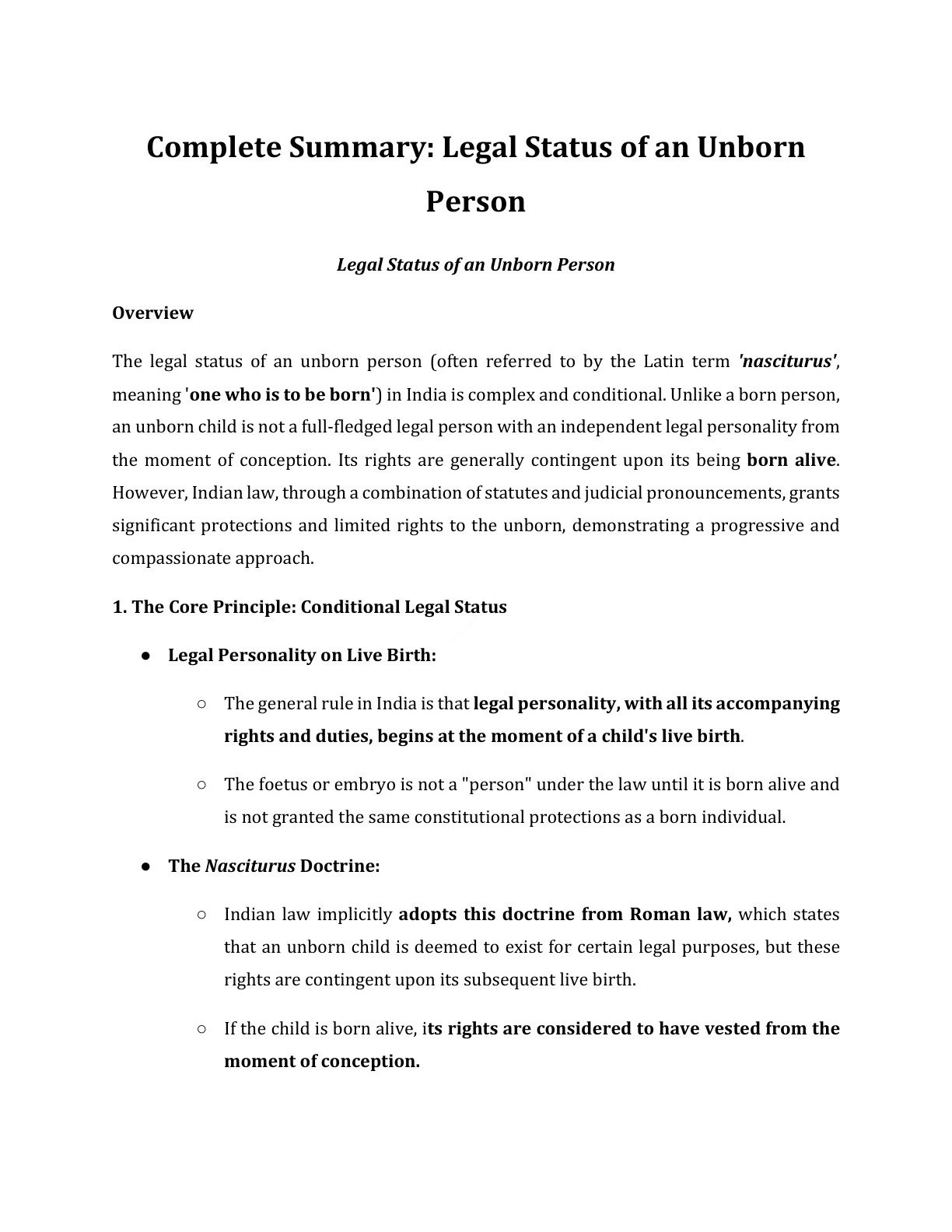 Preview of Legal Status Of An Unborn Person Notes