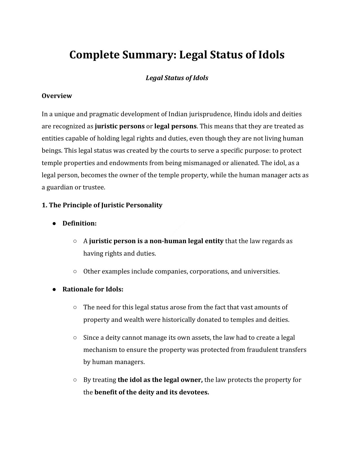 Preview of Legal Status Of Idols Notes