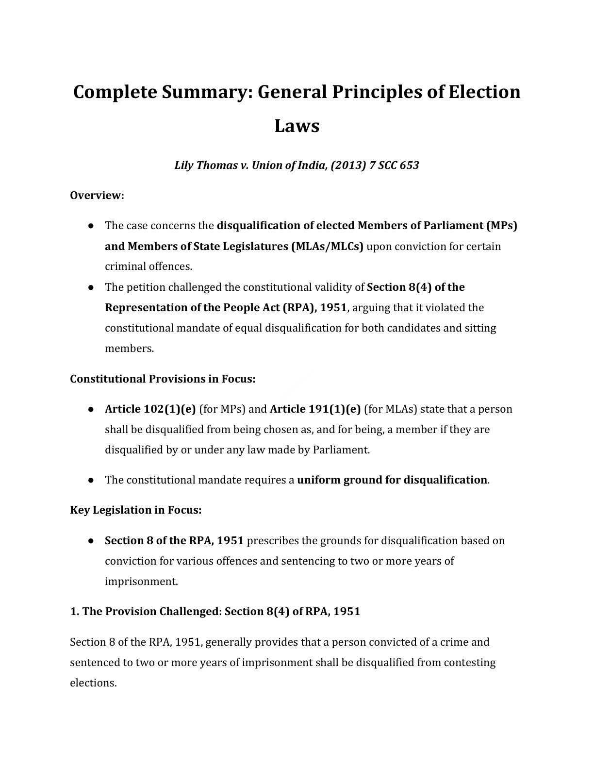 Preview of Lily Thomas V. Union Of India Notes