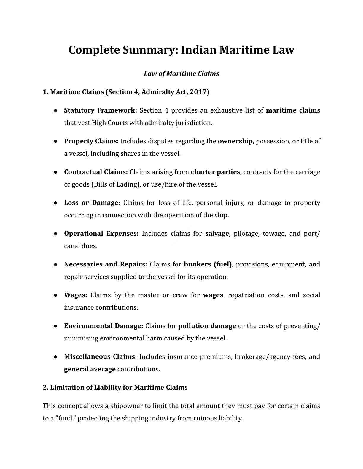 Preview of Maritime Law - Law Of Maritime Claims 2