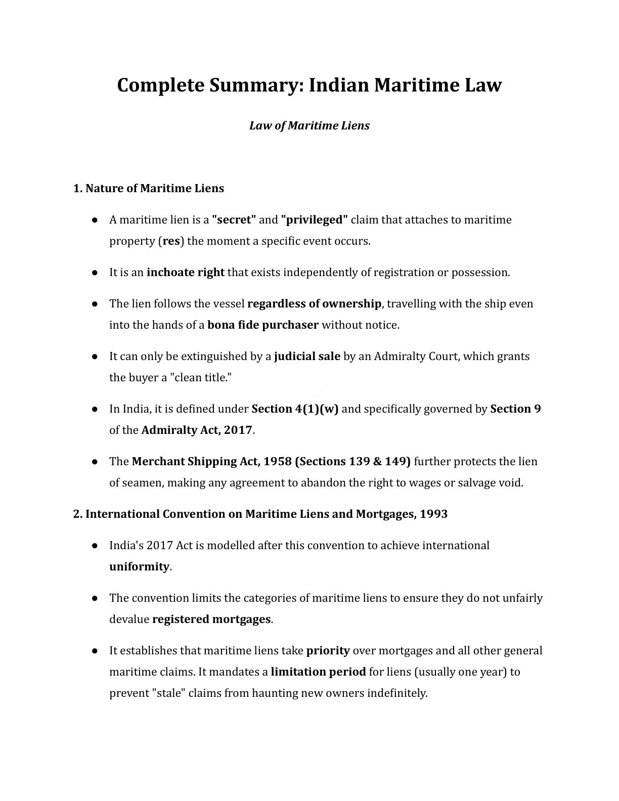 Preview of Maritime Law - Law Of Maritime Liens