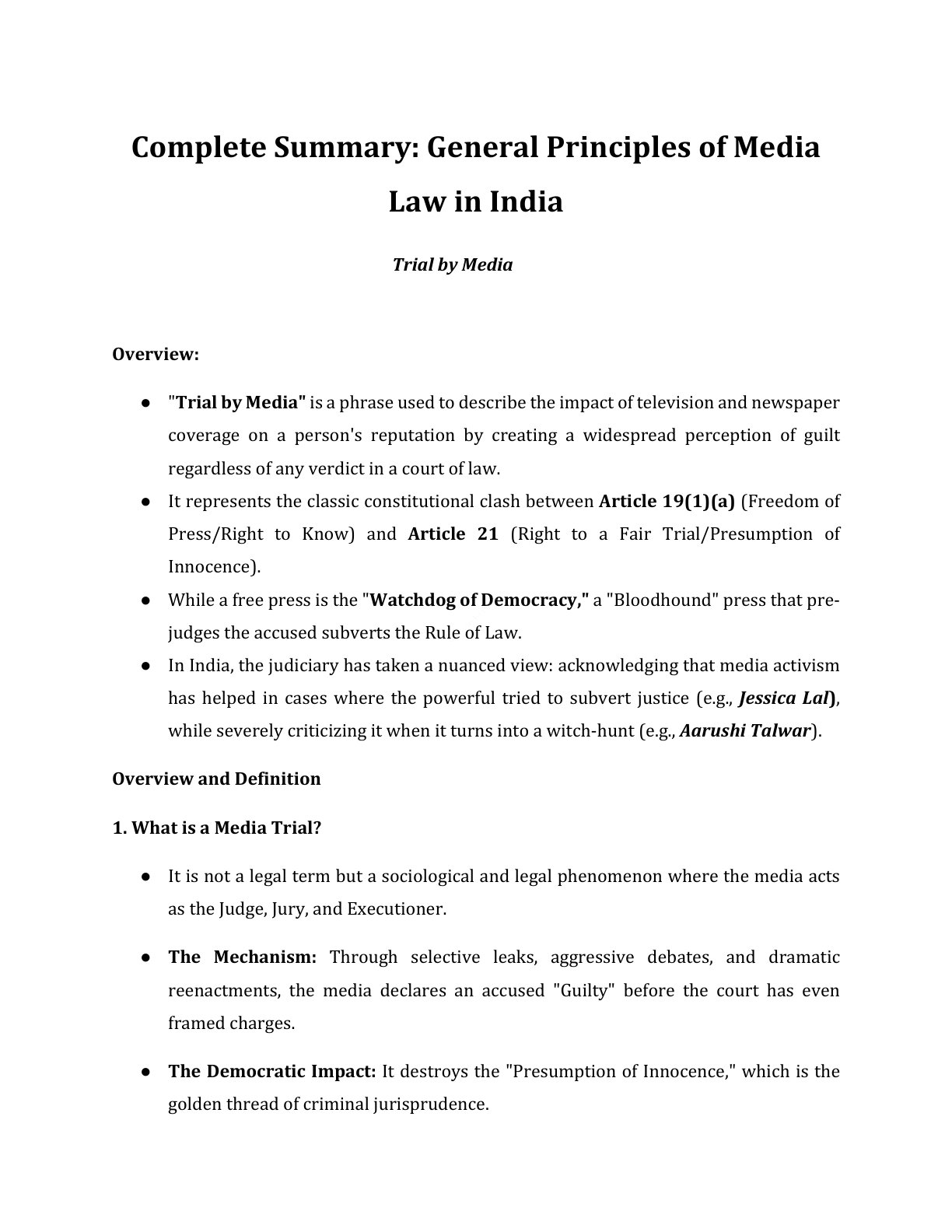 Preview of Media Law - Trial By Media