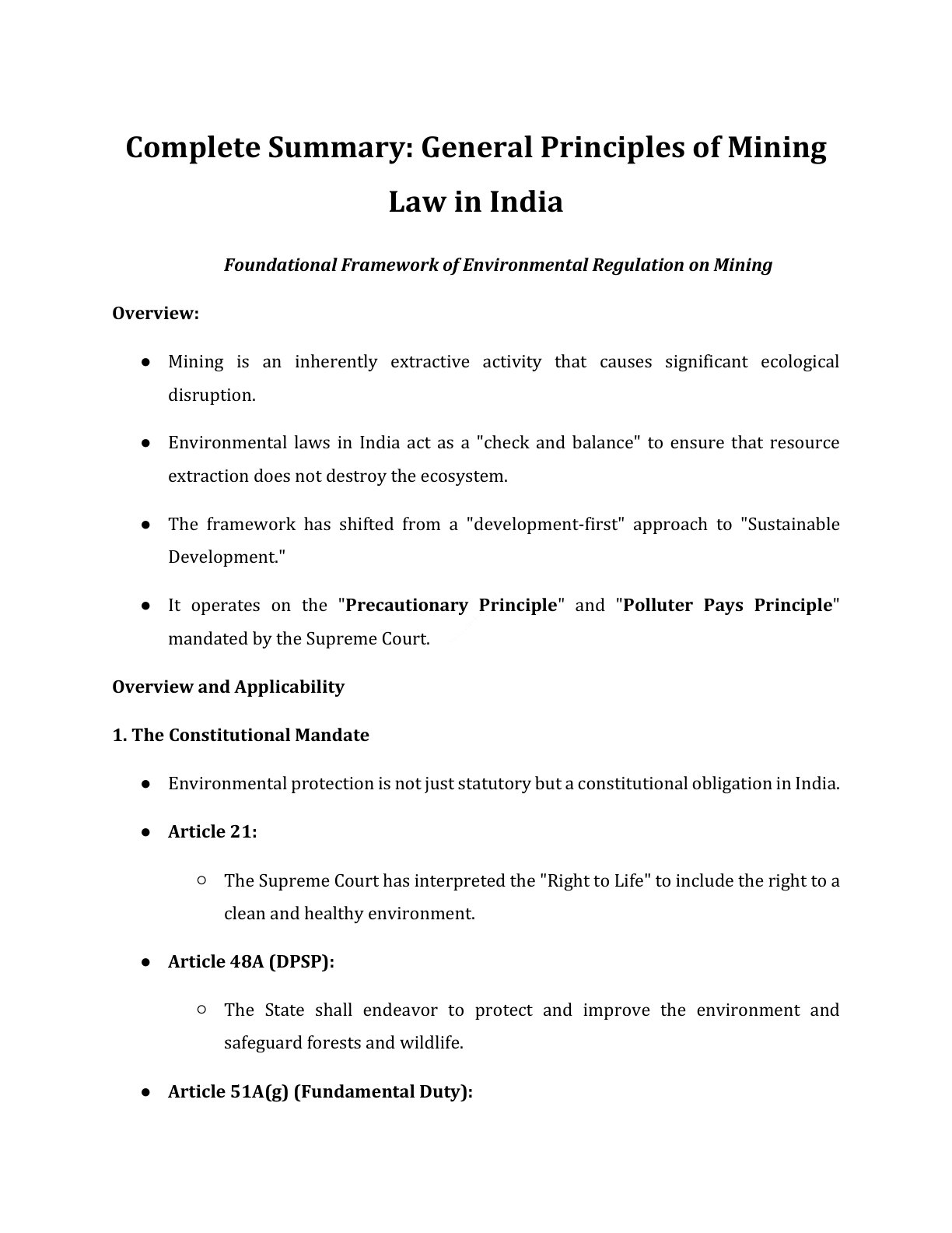 Preview of Mining Law - Environmental Regulation On Mining