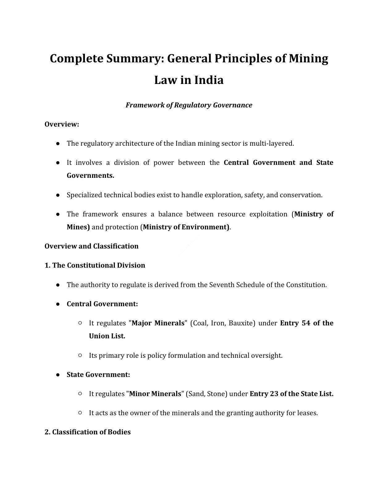 Preview of Mining Law - Framework Of Regulatory Governance