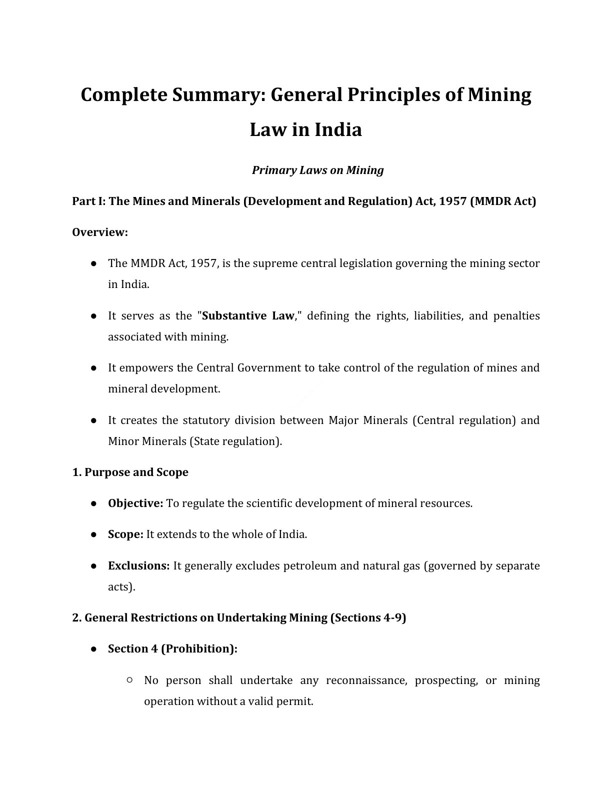 Preview of Mining Law - Primary Laws On Mining