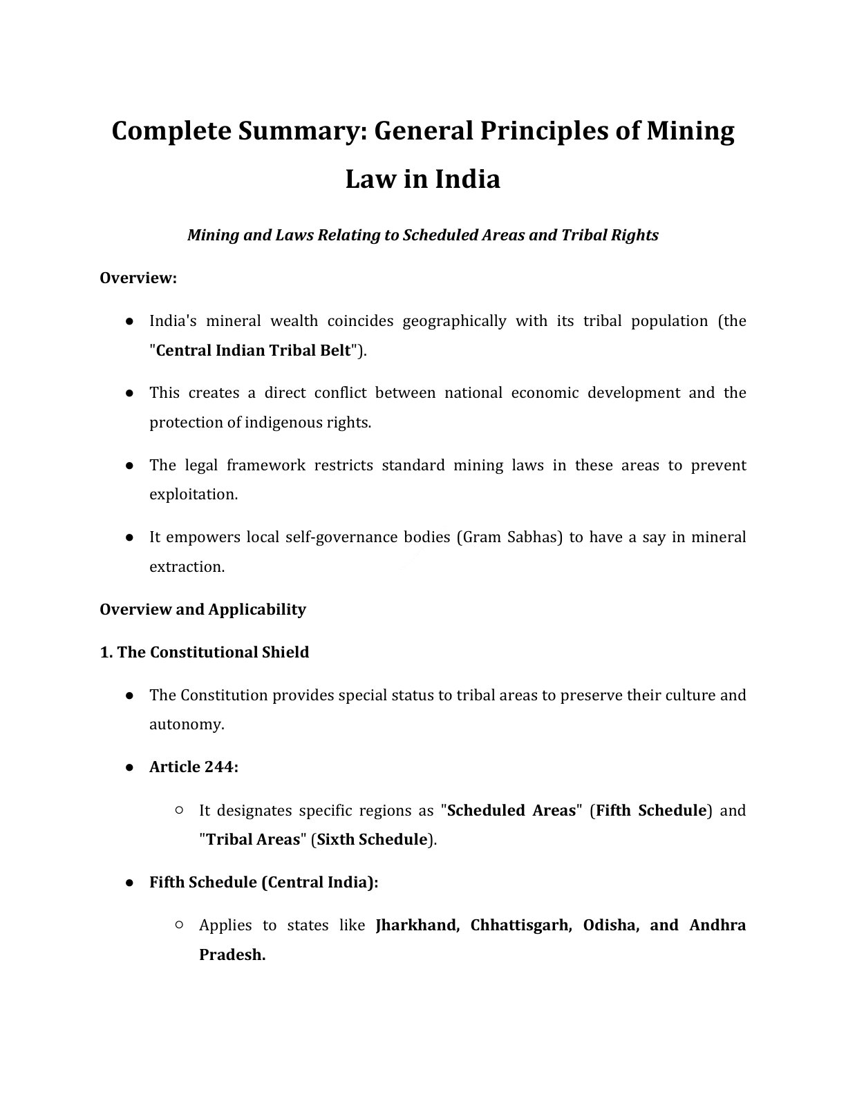 Preview of Mining Law - Relating To Scheduled Areas And Tribal Rights