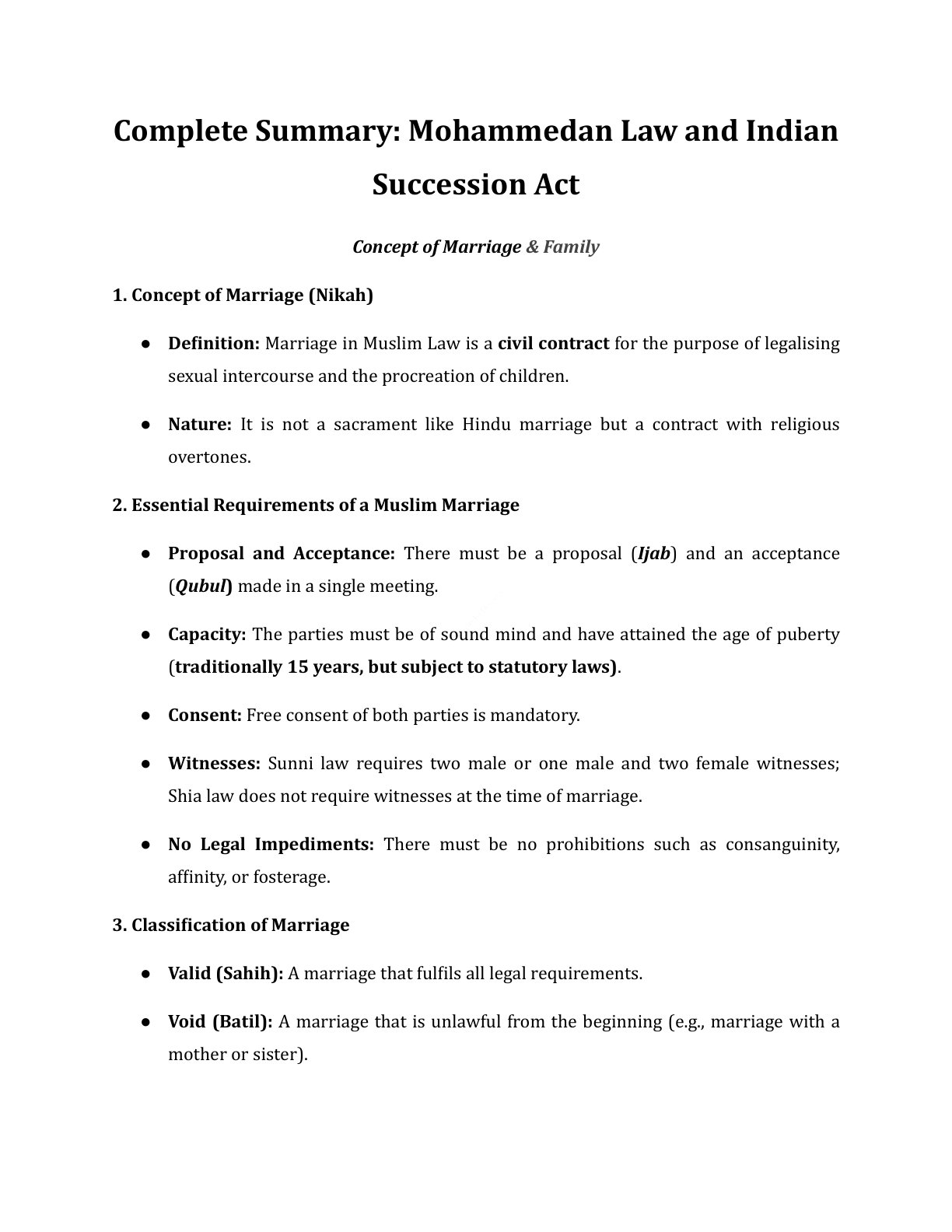 Preview of Mohammedan Law - Concept Of Marriage  Family