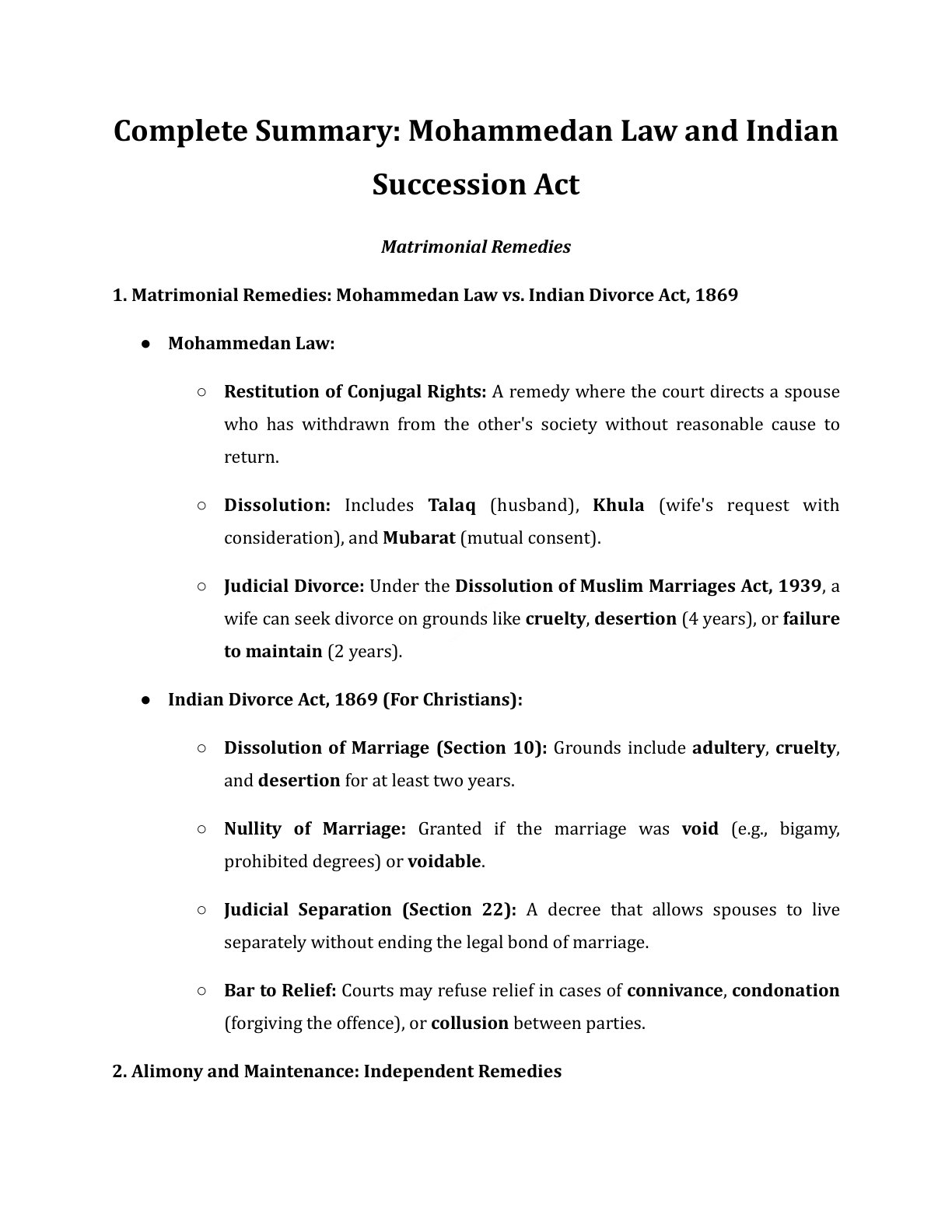 Preview of Mohammedan Law - Matrimonial Remedies