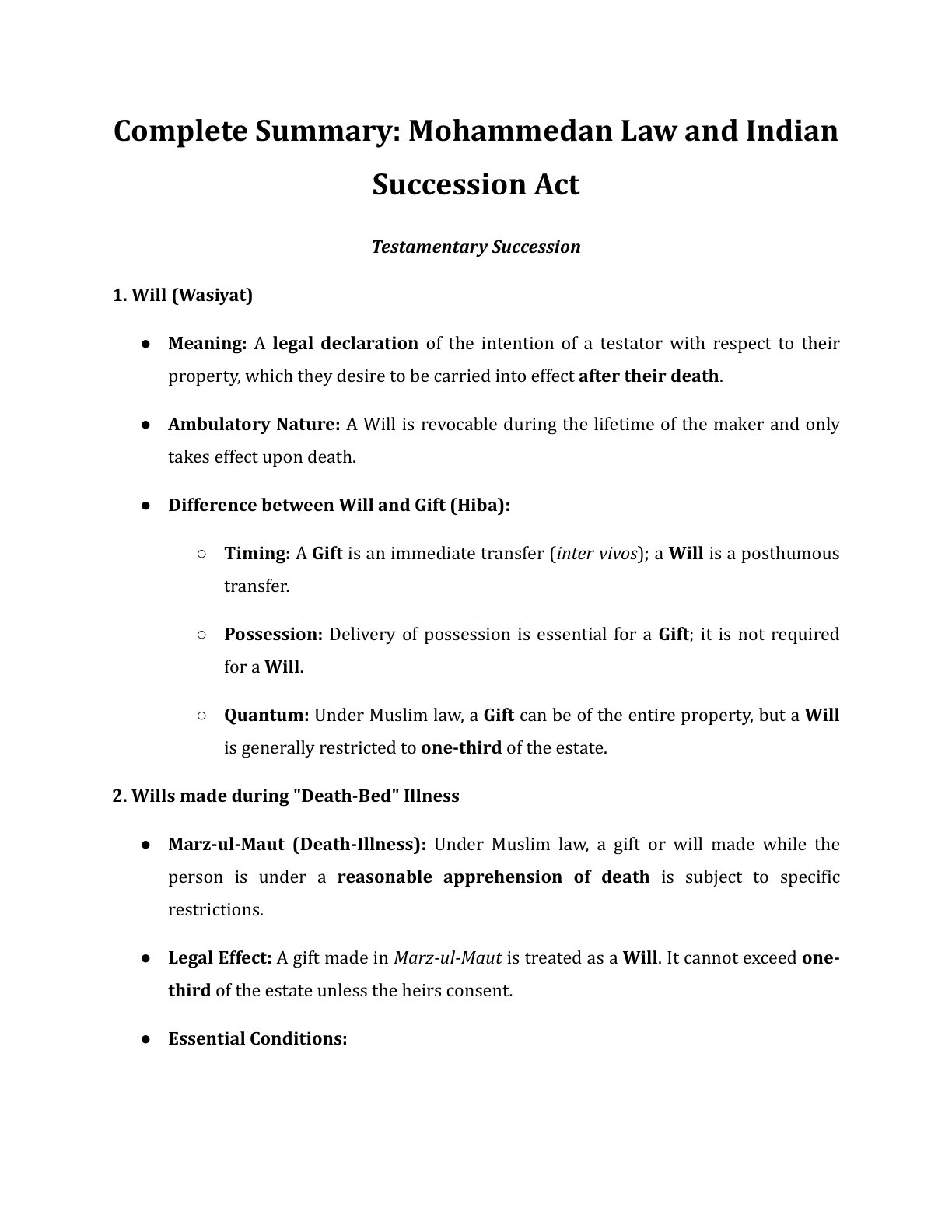Preview of Mohammedan Law - Testamentary Succession
