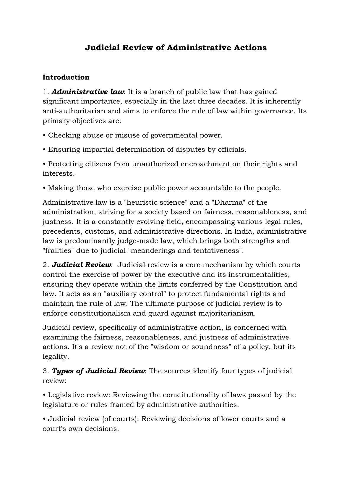 Preview of Notes Judicial Review Of Administrative Actions Notes