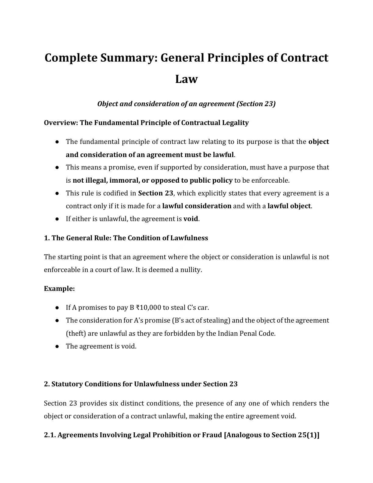 Preview of Object And Consideration Of An Agreement (Section 23) Notes