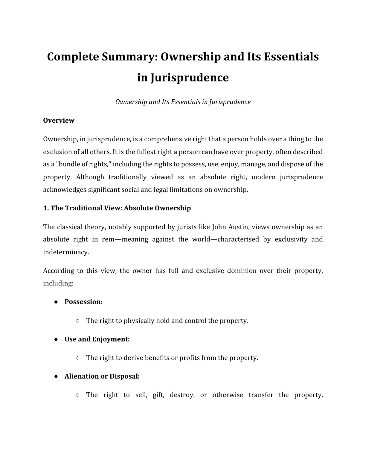 Preview of Ownership And Its Essentials In Jurisprudence Notes