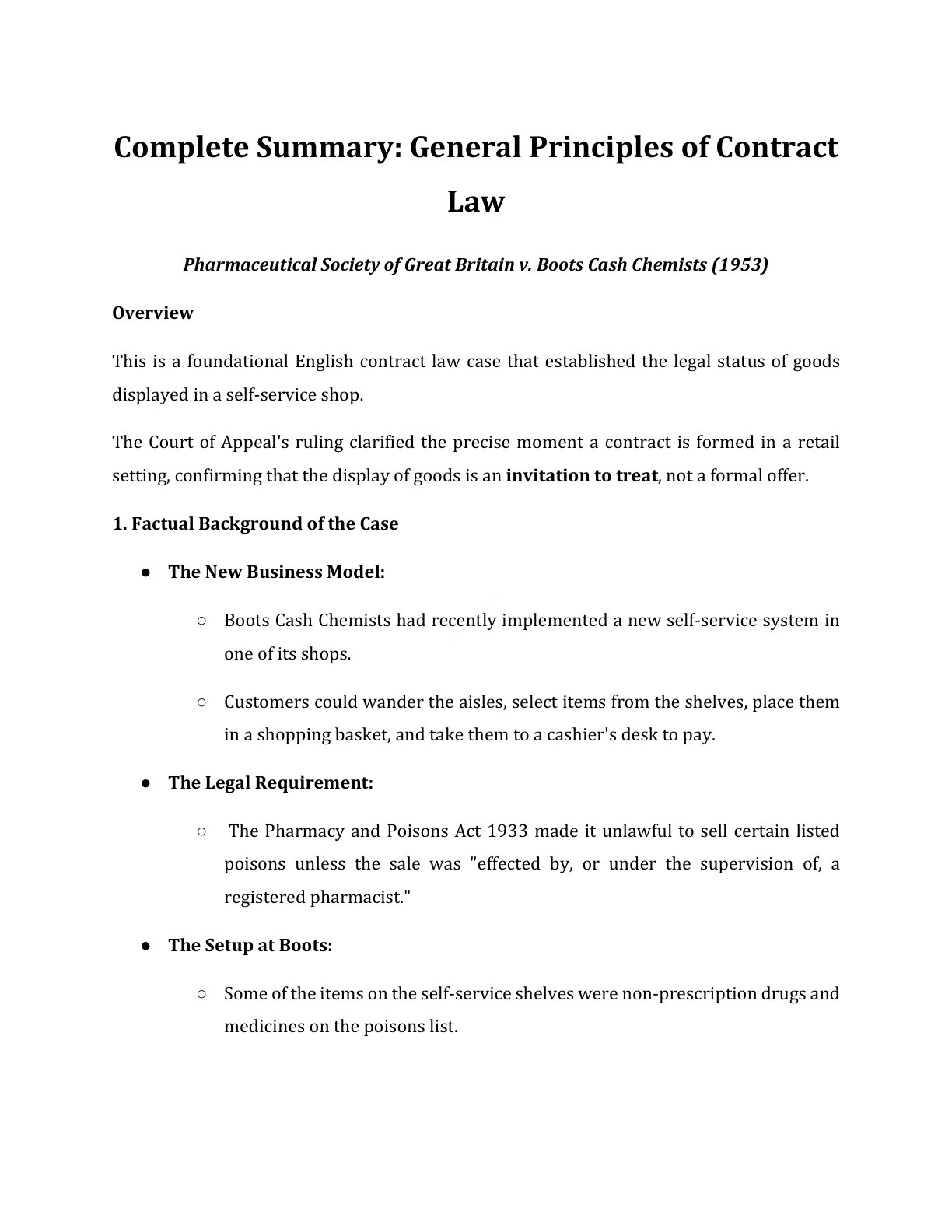 Preview of Pharmaceutical Society Of Great Britain V. Boots Cash Chemists Notes