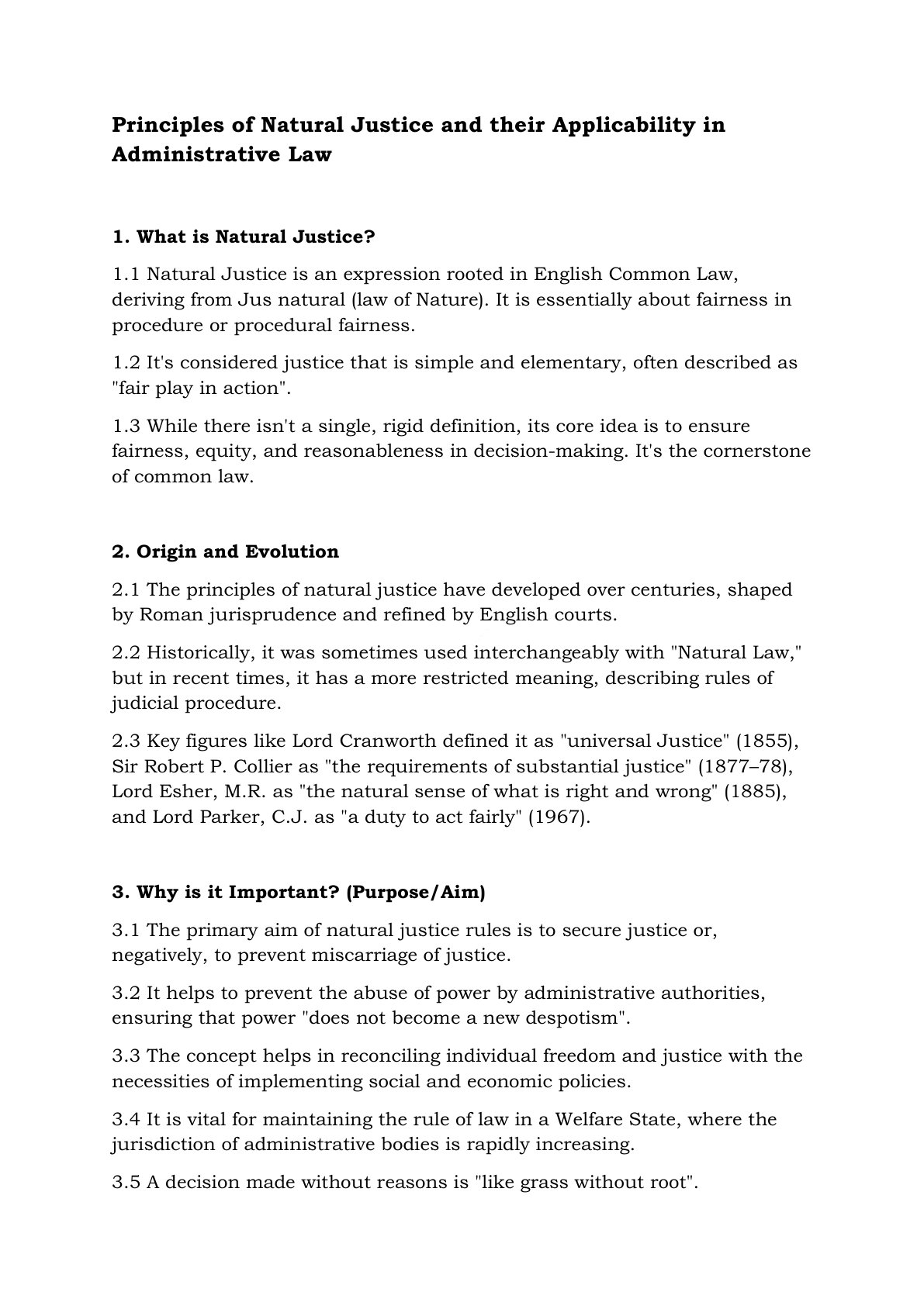 Preview of Principles Of Natural Justice Notes