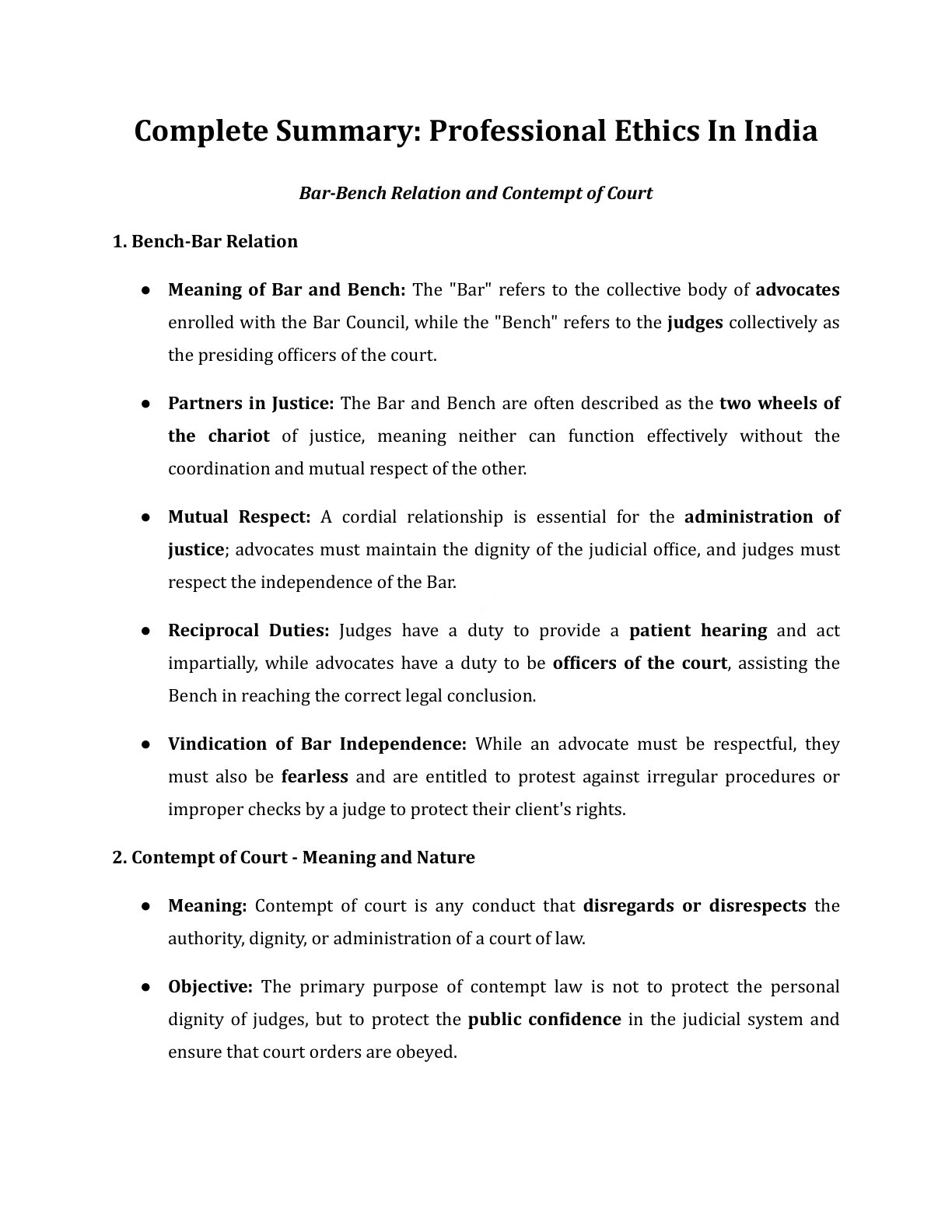Preview of Professional Ethics - Bar-Bench Relation