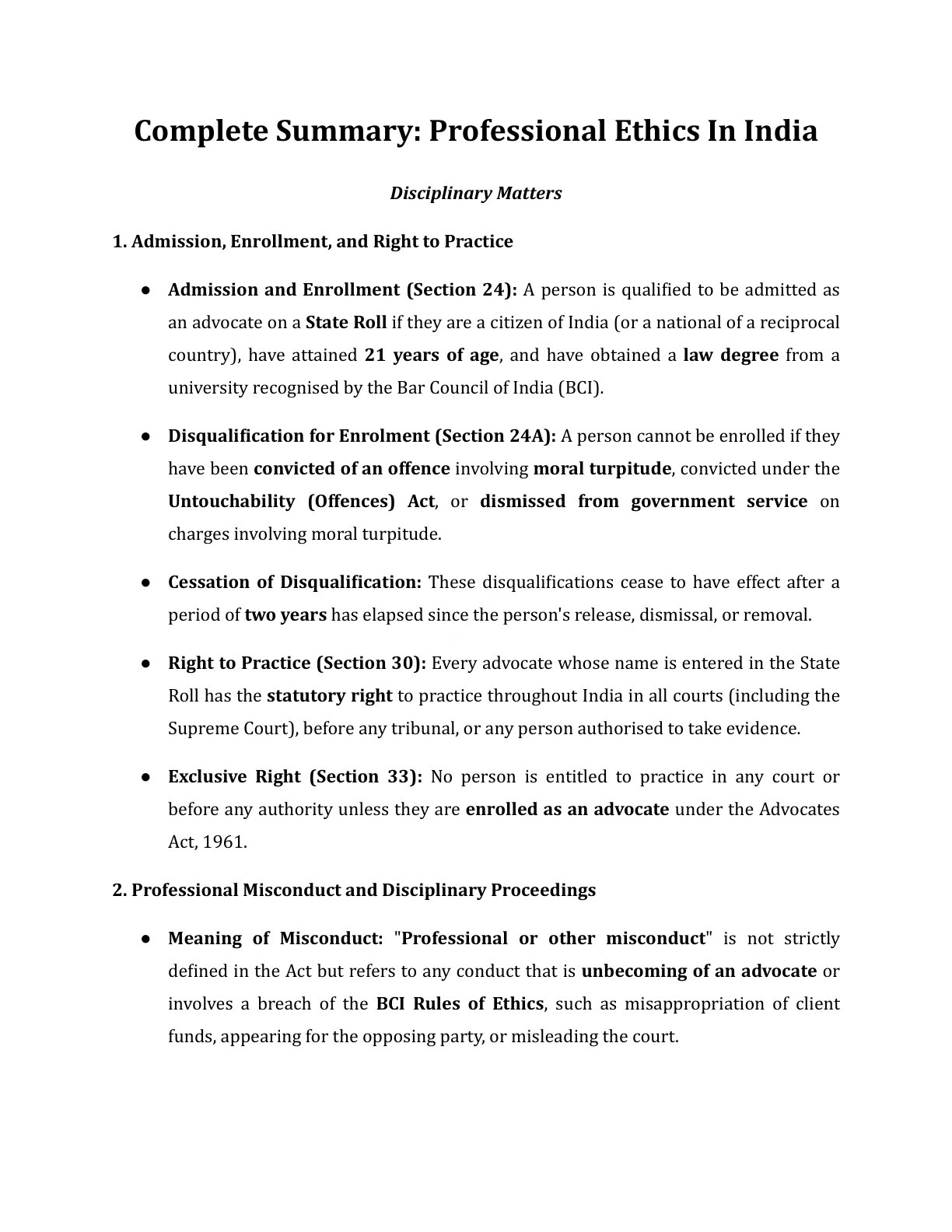 Preview of Professional Ethics - Disciplinary Matters