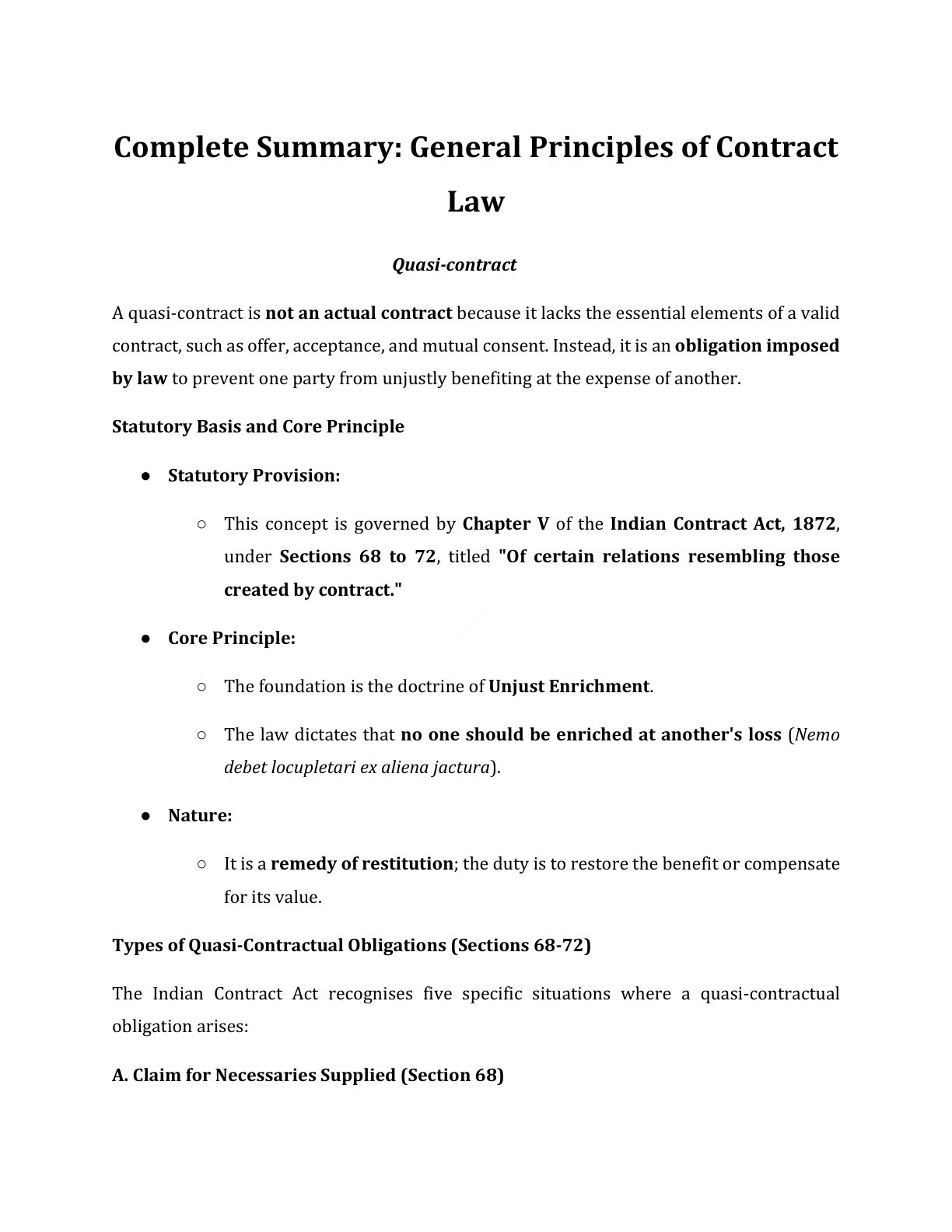 Preview of Quasi - Contract