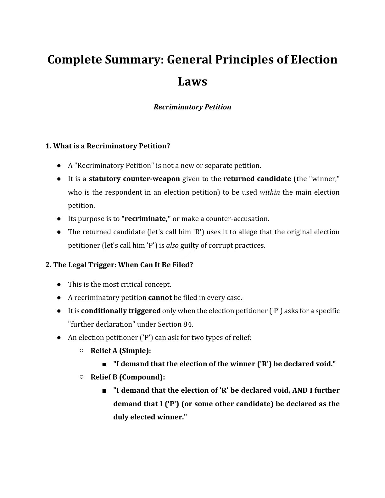 Preview of Recriminatory Petition Notes