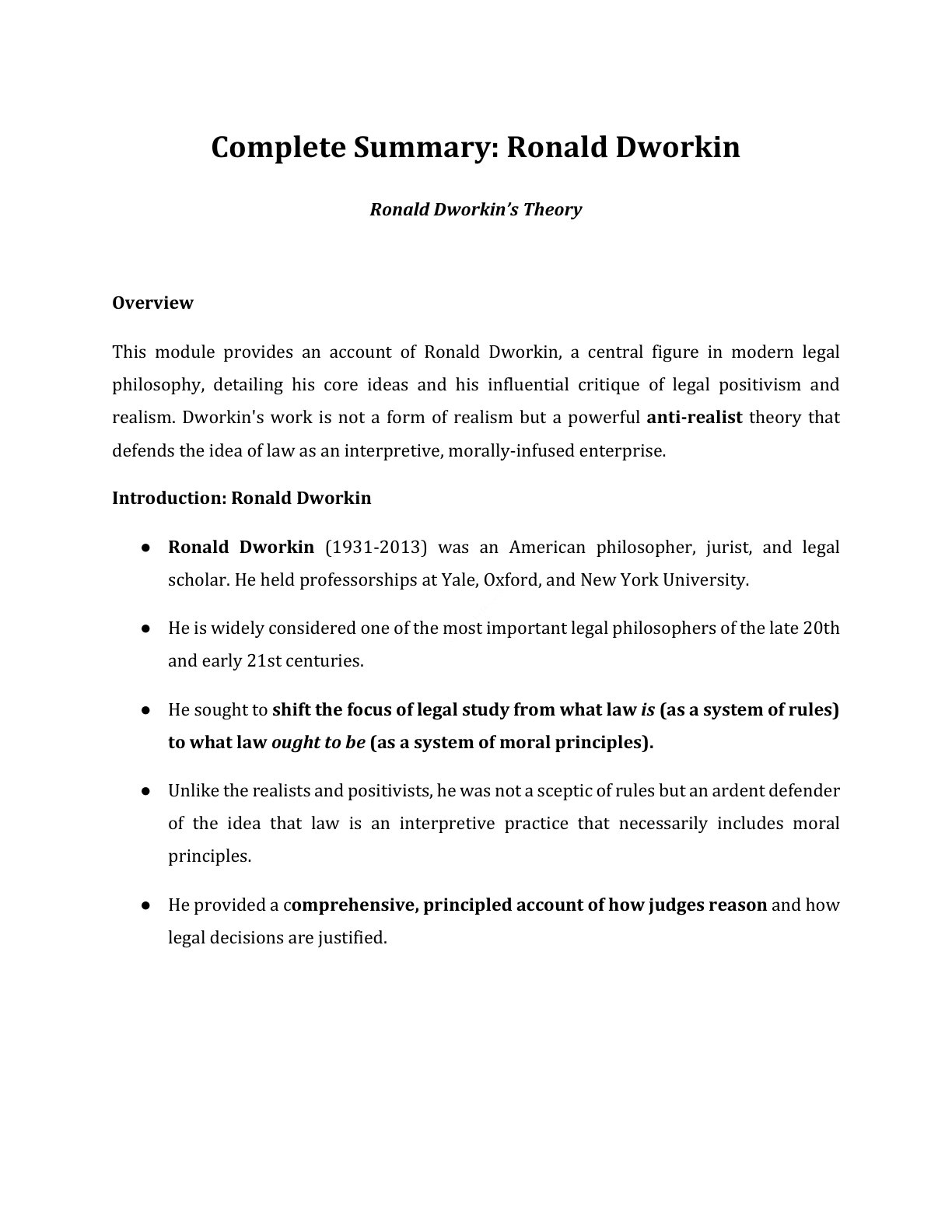 Preview of Ronald Dworkins Theory Notes