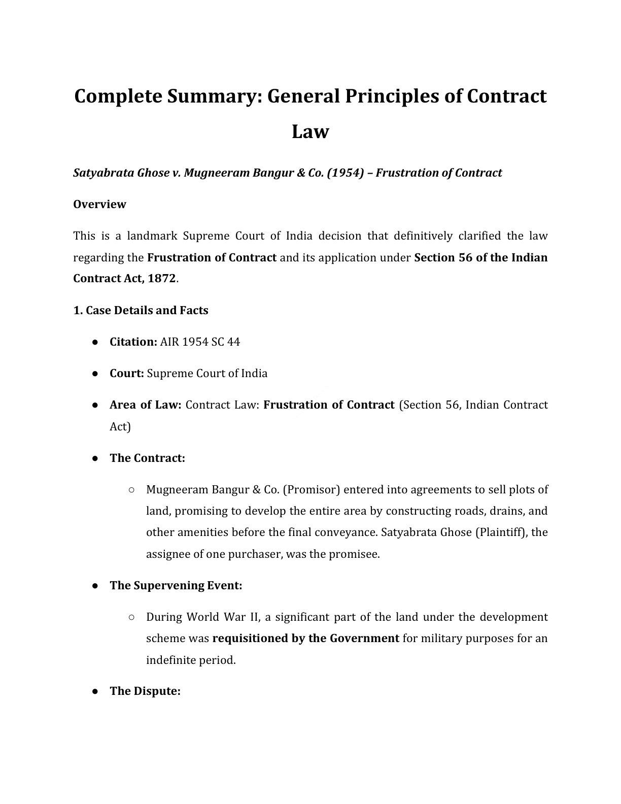 Preview of Satyabrata Ghose V. Mugneeram Bangur  Co. Notes