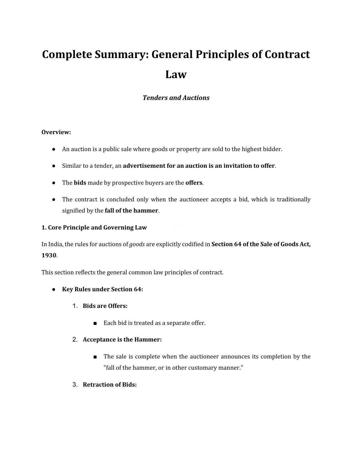 Preview of Tenders And Auctions Notes