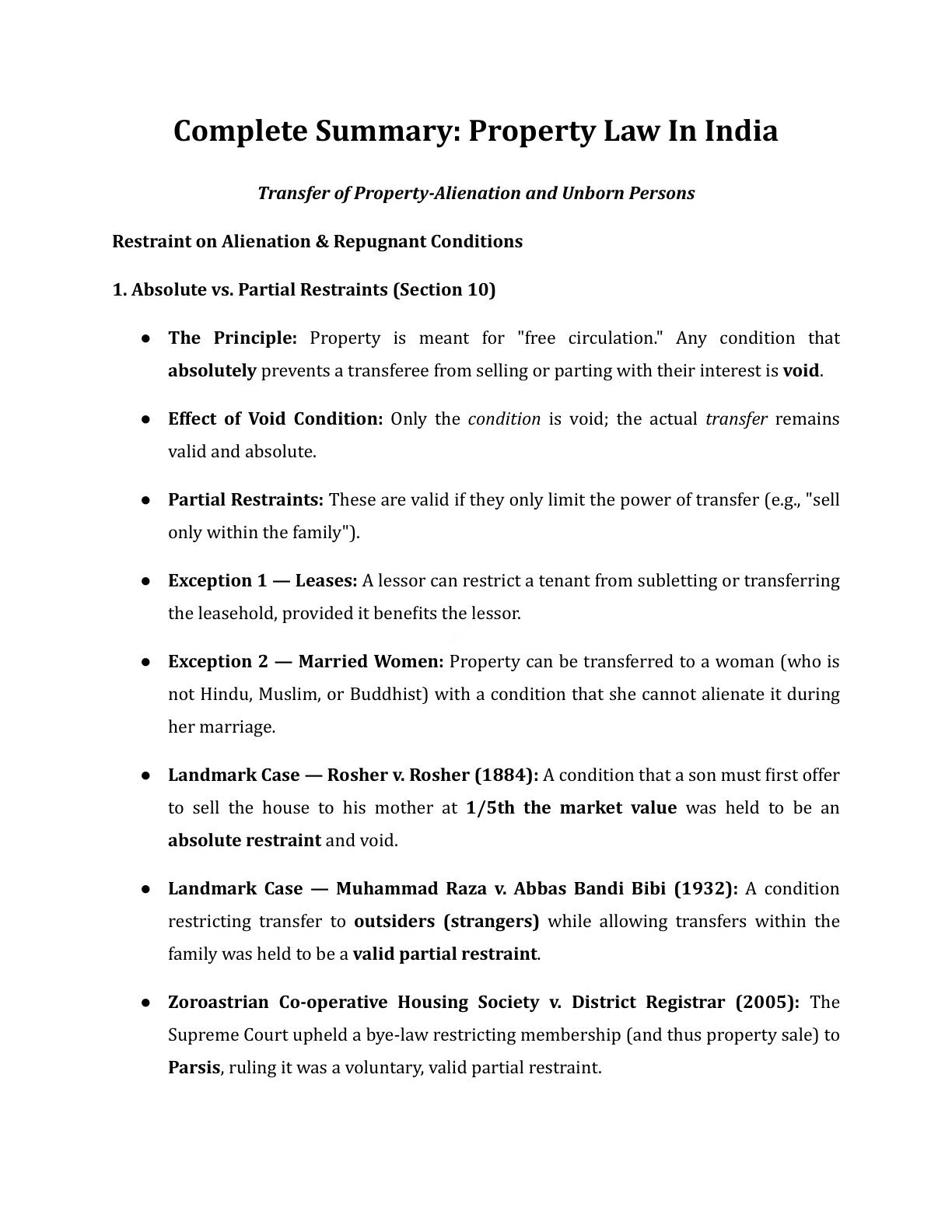 Preview of Transfer Of Property - Alienation And Unborn Persons