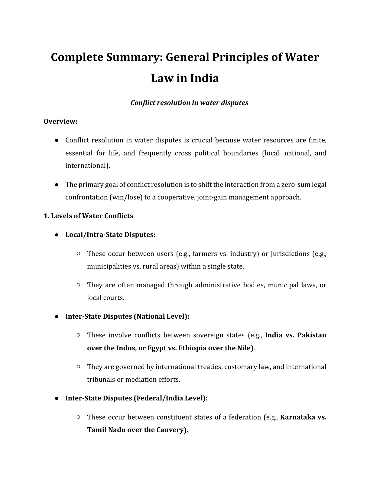 Preview of Water Law - Conflict Resolution In Water Disputes