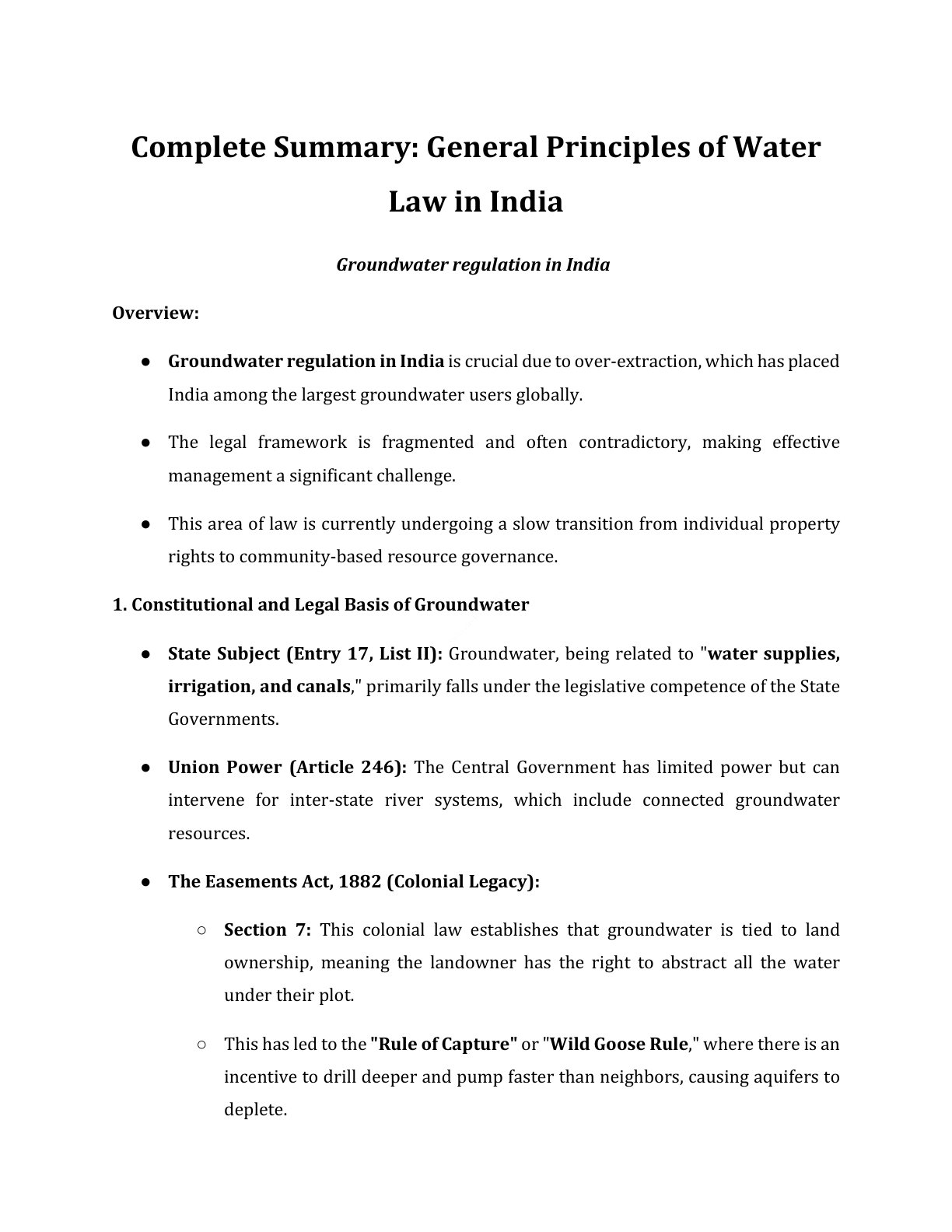 Preview of Water Law - Groundwater Regulation In India