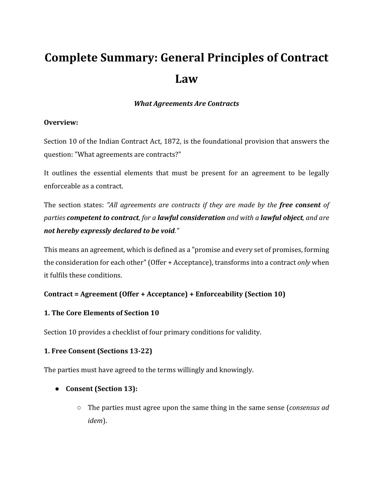 Preview of What Agreements Are Contracts Notes